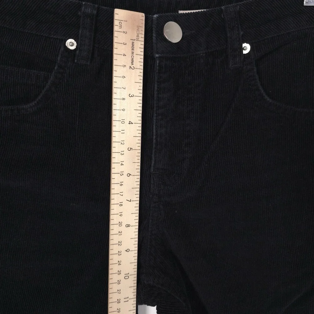 asos Black Corduroy Flare Pants 26/28 Straight Bootcut Jeans Cotton Turkey Crop - Picture 9 of 13